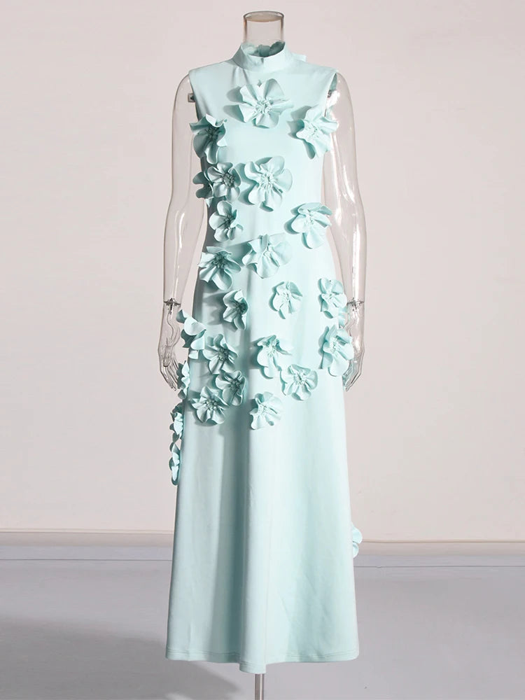 Robe longue élégante à appliques épissées