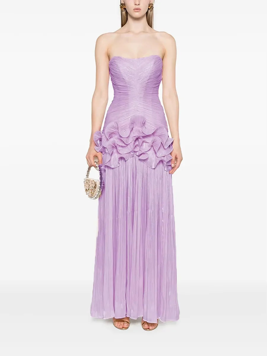 Robe unie à plis serrés