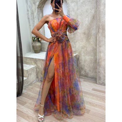 Robe Fendue Tie-Dye Été