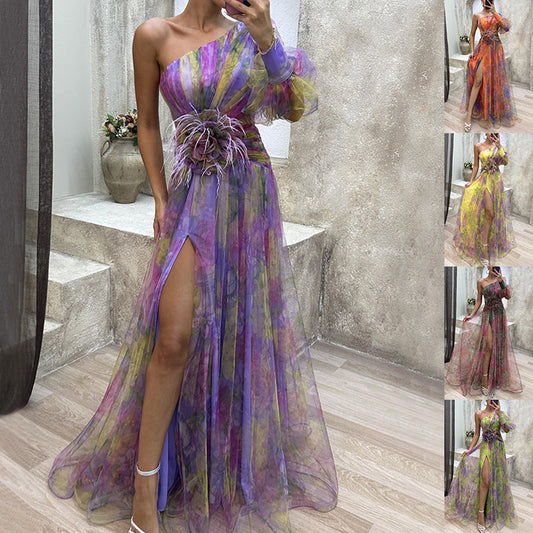 Robe Fendue Tie-Dye Été