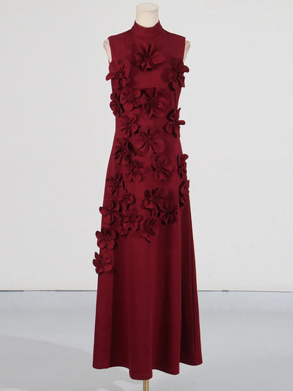 Robe longue élégante à appliques épissées