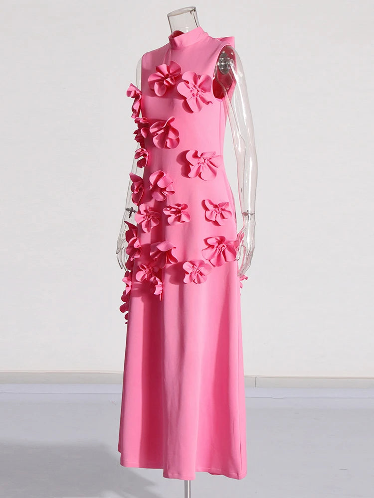 Robe longue élégante à appliques épissées