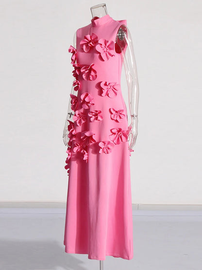 Robe longue élégante à appliques épissées