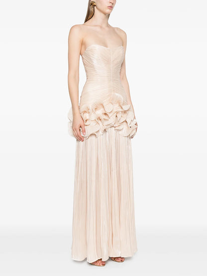 Robe unie à plis serrés