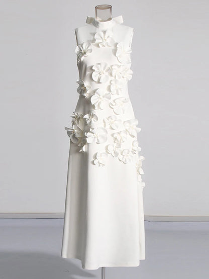 Robe longue élégante à appliques épissées