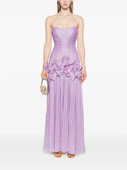 Robe unie à plis serrés