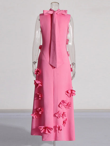 Robe longue élégante à appliques épissées