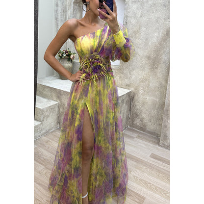 Robe Fendue Tie-Dye Été