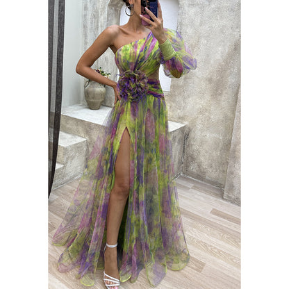 Robe Fendue Tie-Dye Été